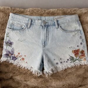 Blank NYC Light Blue Floral Jean Shorts